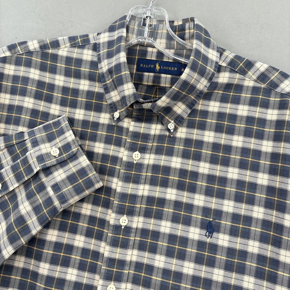 Ralph Lauren Shirt Mens XL Plaid Button Down‎ Long Sleeve Oxford Tartan Classic
